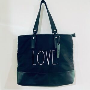 NWOT Rae Dunn Black Tote Bag with 'LOVE' Print
